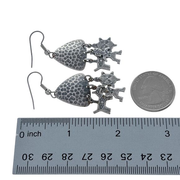 Vintage Steel Dog Figure Turtle Design Dangle Earrings - Picture 5 of 5